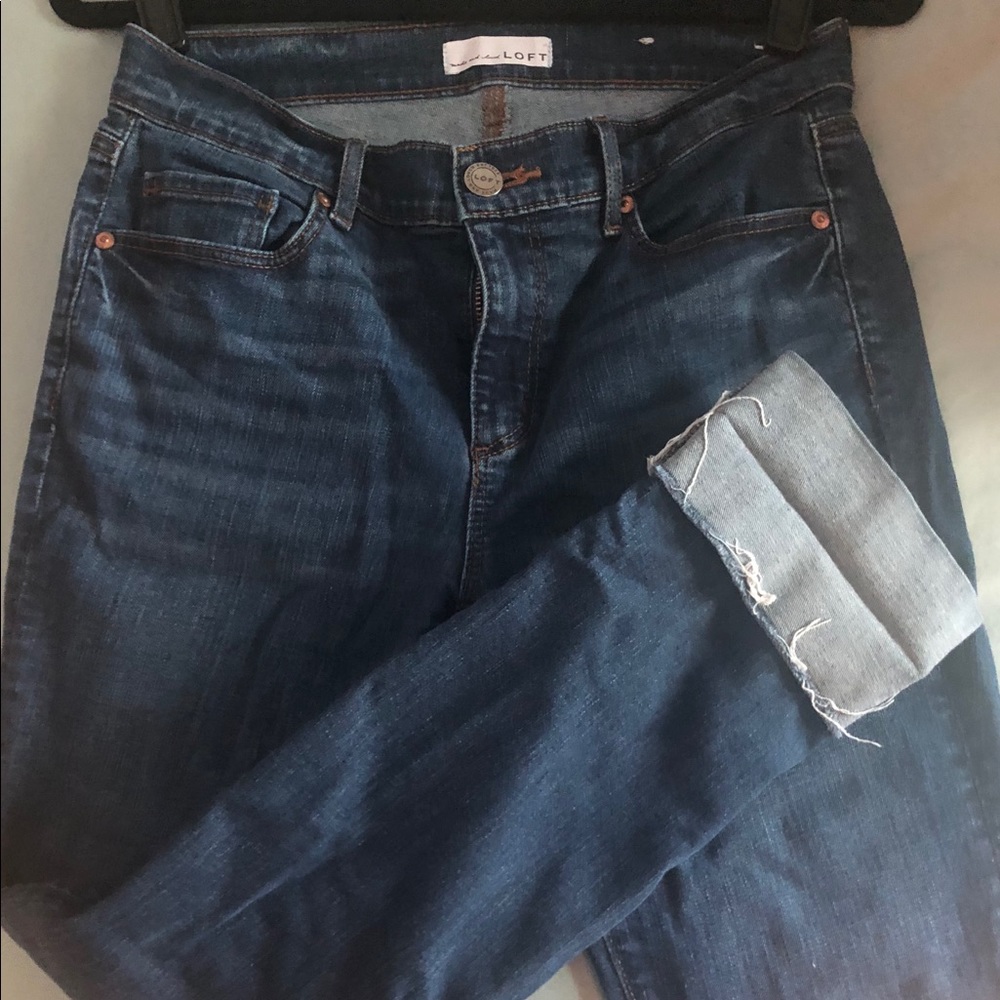 LOFT modern straight let jean, cuffed, sz 6